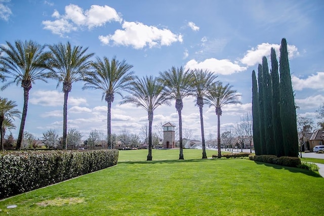 view of home's community featuring a lawn