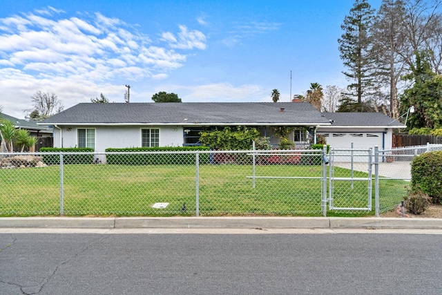 210 S Caesar Ave, Fresno, CA 93727 - ranch-style home featuring an attached garage, concrete driveway, stucco siding, and a gate