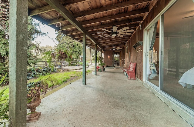 view of patio with a ceiling fan