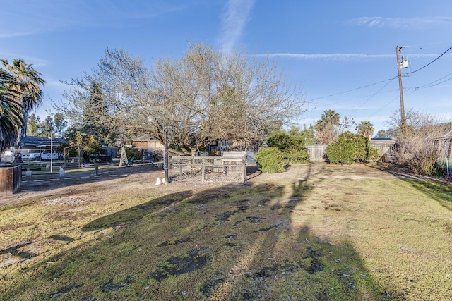 view of yard featuring fence