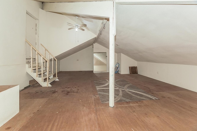 41371 Butte Way, Madera, CA 93636 - additional living space featuring vaulted ceiling, ceiling fan, and wood finished floors