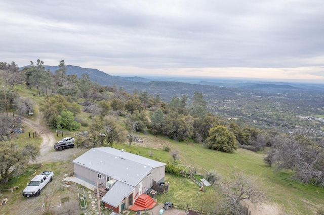 bird's eye view with a mountain view