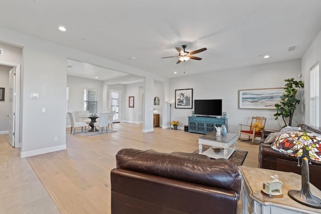 958 Beaver Pond, Madera, CA 93636 - living area with ceiling fan, recessed lighting, and light wood-style flooring
