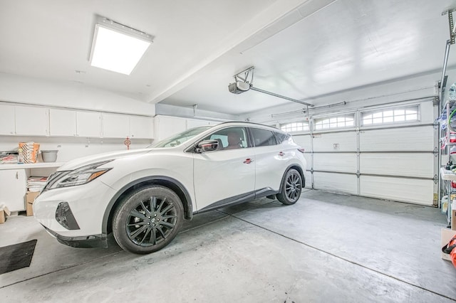 garage with a garage door opener