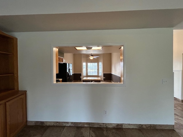 18149 Varden Dr, Madera, CA 93638 - kitchen with freestanding refrigerator and ceiling fan