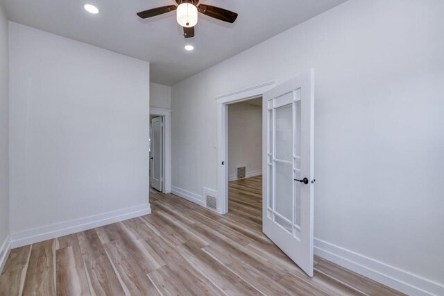 655 E Normal Ave, Fresno, CA 93704 - spare room with baseboards, ceiling fan, light wood finished floors, and recessed lighting