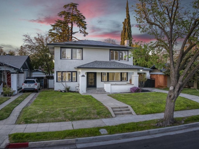 655 E Normal Ave, Fresno, CA 93704 - view of front of house featuring roof mounted solar panels and stucco siding