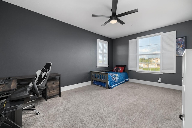 3887 N Condor Ct, Sanger, CA 93657 - bedroom featuring carpet flooring, an office area, and a ceiling fan
