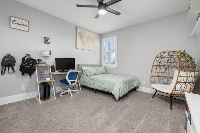 3887 N Condor Ct, Sanger, CA 93657 - bedroom featuring carpet flooring, a desk, and a ceiling fan