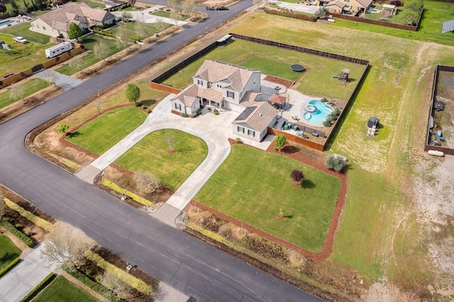 3887 N Condor Ct, Sanger, CA 93657 - aerial perspective of suburban area featuring a pool