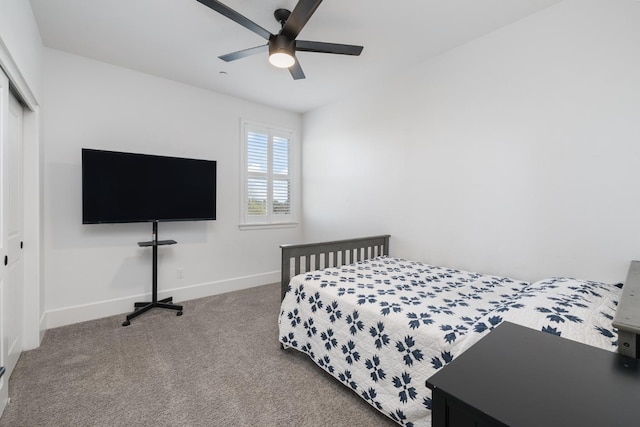 3887 N Condor Ct, Sanger, CA 93657 - bedroom featuring a closet, carpet, and ceiling fan