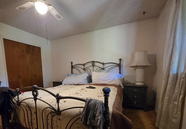 26174 Haley Way, Madera, CA 93638 - bedroom with a ceiling fan, carpet, and a textured ceiling