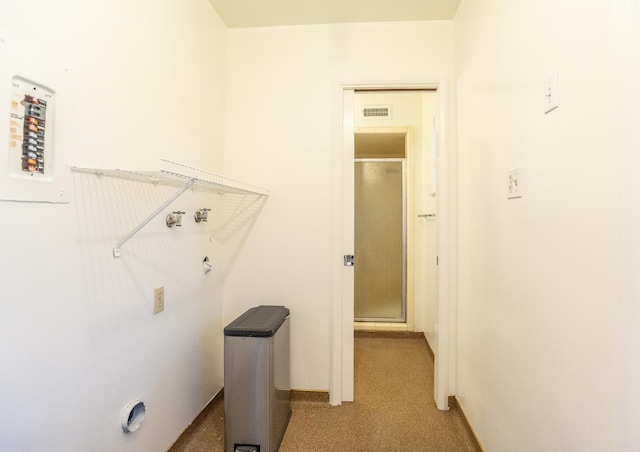 1436 W Keats Ave, Fresno, CA 93711 - laundry room featuring baseboards and light carpet