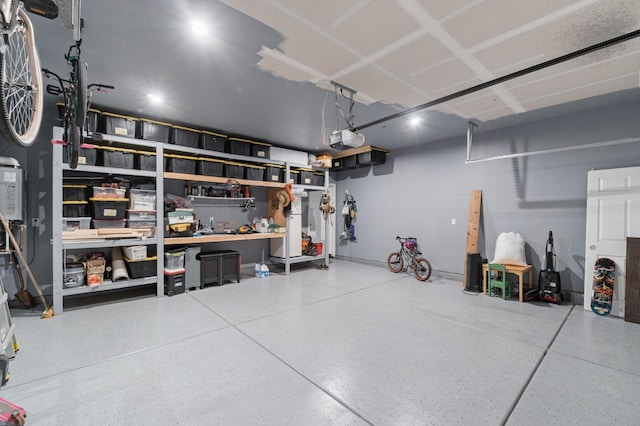 garage with a garage door opener
