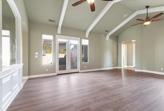 11 W Serena Ave, Clovis, CA 93619 - unfurnished living room with ceiling fan, wood finished floors, and baseboards