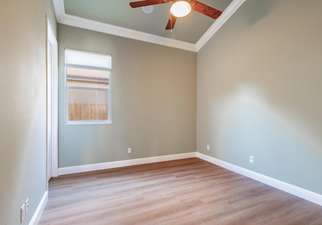 11 W Serena Ave, Clovis, CA 93619 - empty room featuring crown molding, light wood-style flooring, a ceiling fan, and baseboards