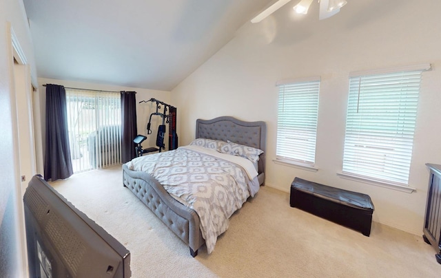 7186 N Gregory Ave, Fresno, CA 93722 - carpeted bedroom featuring lofted ceiling and ceiling fan