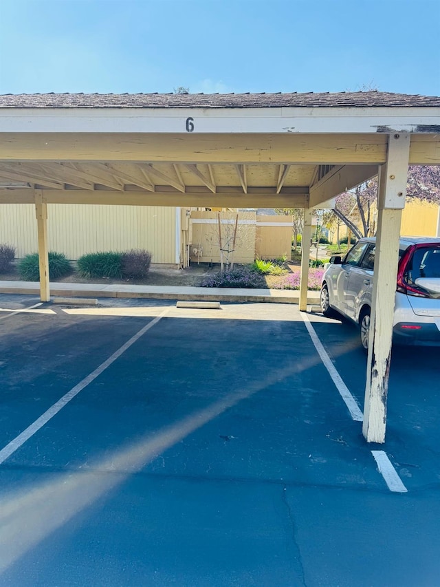view of covered parking lot