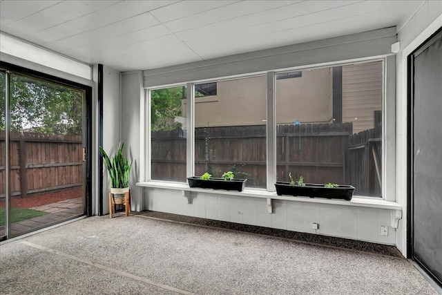 view of unfurnished sunroom