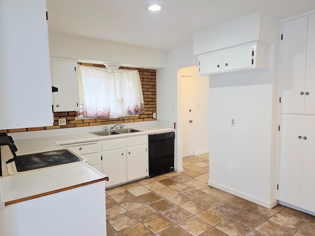 4571 N Kavanagh Ave, Fresno, CA 93705 - kitchen with black dishwasher, a sink, white cabinets, range with electric stovetop, and light countertops