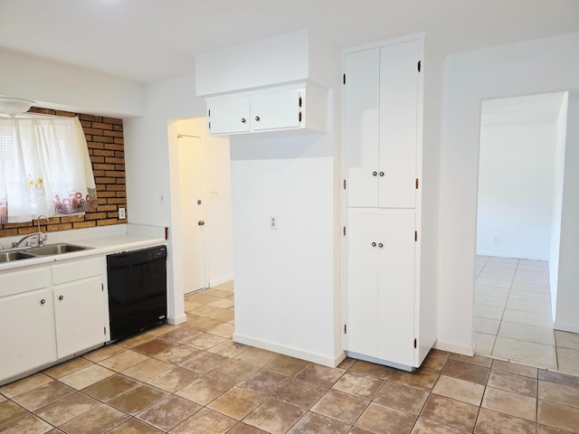 4571 N Kavanagh Ave, Fresno, CA 93705 - kitchen with dishwasher, a sink, light countertops, white cabinets, and baseboards
