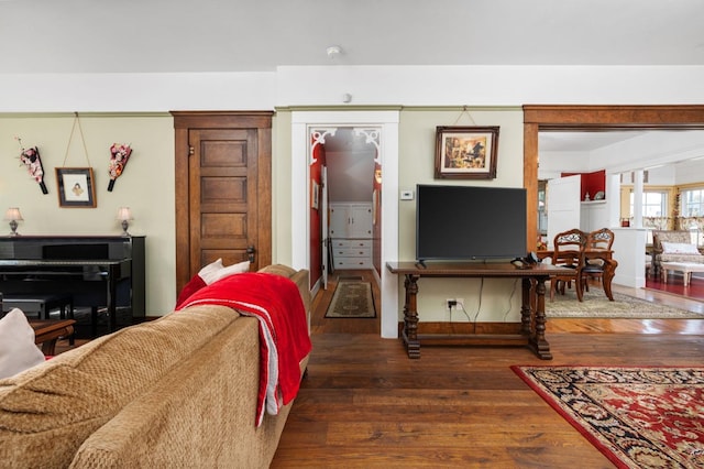 living room featuring wood-type flooring