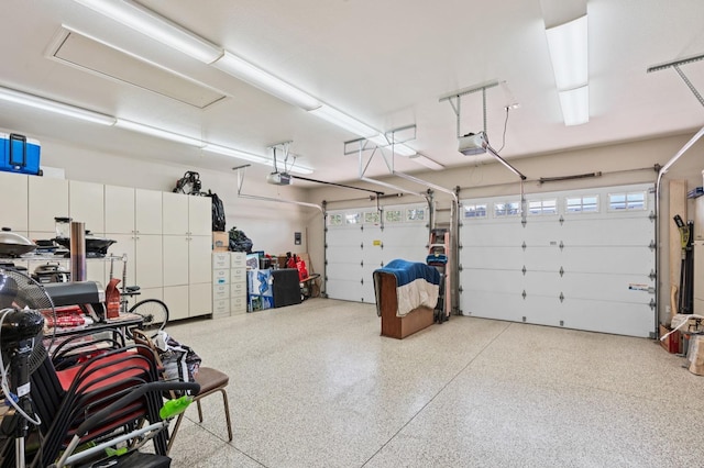 garage with a garage door opener