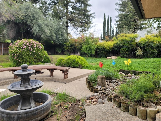 view of yard with fence and a patio area