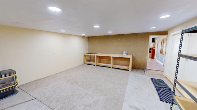 2299 N Garfield Ave, Fresno, CA 93723 - finished basement featuring recessed lighting and a wood stove