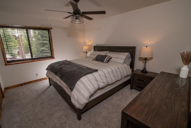 38660 Woodland Rd, Shaver Lake, CA 93664 - carpeted bedroom featuring baseboards and ceiling fan