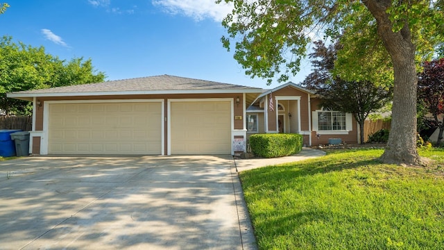 218 Casa Buena Ln, Coalinga, CA 93210 - single story home featuring concrete driveway, an attached garage, fence, and a front yard
