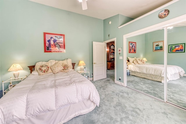 49521 Stillmeadow Dr, Oakhurst, CA 93644 - bedroom featuring carpet flooring, a closet, baseboards, and ceiling fan
