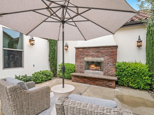 2567 E Sarazen, Fresno, CA 93730 - view of patio with an outdoor brick fireplace
