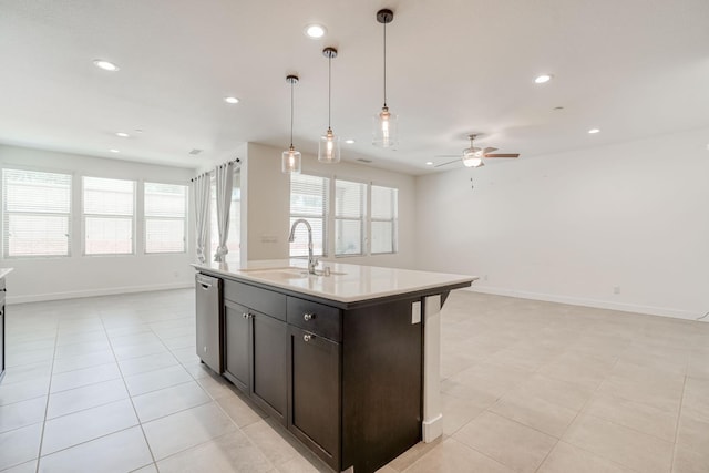 377 Wishon Way W, Madera, CA 93636 - kitchen featuring open floor plan, dishwasher, recessed lighting, ceiling fan, and light countertops