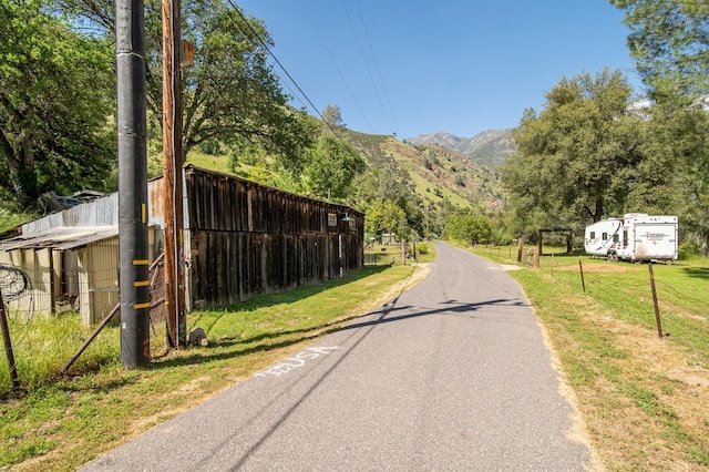view of road with a mountain view