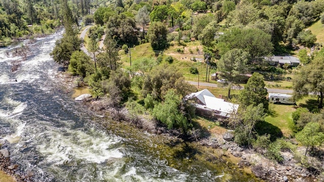 bird's eye view featuring a view of trees