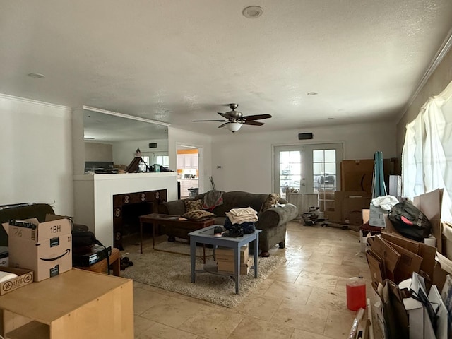 342 N Minnewawa, Fresno, CA 93727 - living area featuring ceiling fan and light stone finish flooring