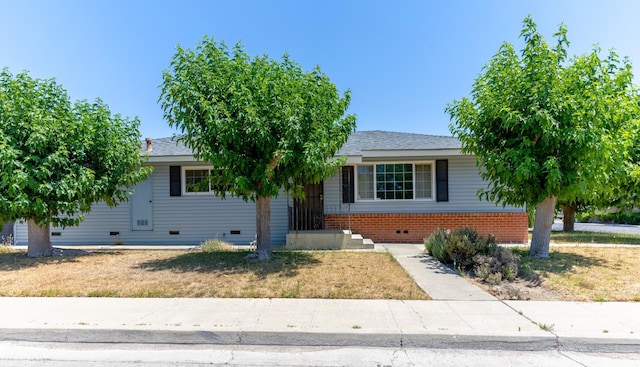 474 Dartmouth Ave, Coalinga, CA 93210 - view of property hidden behind natural elements with a front yard, brick siding, and crawl space