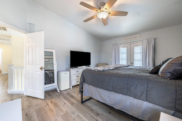 3232 Greenfield Ave, Clovis, CA 93611 - bedroom with vaulted ceiling, light wood-style floors, and a ceiling fan