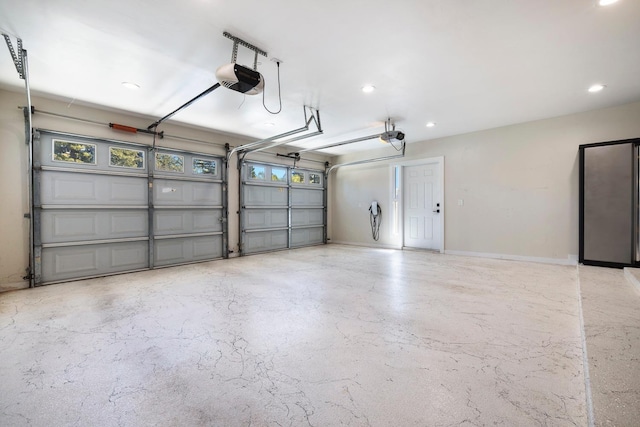 8683 N Colfax Ave, Fresno, CA 93720 - garage featuring recessed lighting, baseboards, and a garage door opener