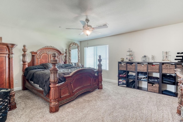 2960 3rd St, Sanger, CA 93657 - bedroom featuring carpet flooring, a textured ceiling, baseboards, and ceiling fan