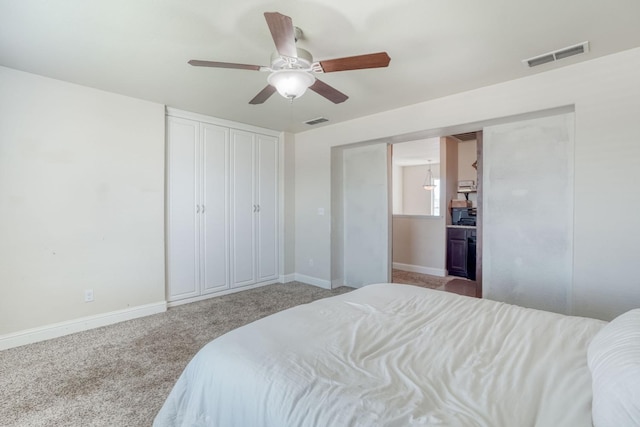 2960 3rd St, Sanger, CA 93657 - bedroom featuring carpet, baseboards, and a ceiling fan