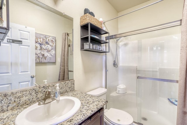 2960 3rd St, Sanger, CA 93657 - bathroom with a stall shower, toilet, and vanity