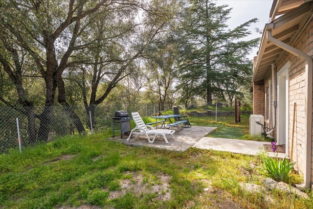 view of yard featuring a patio area and a fenced backyard