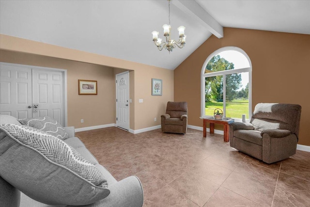 9202 E Herndon Ave, Clovis, CA 93619 - living room with a chandelier, baseboards, and light tile patterned floors