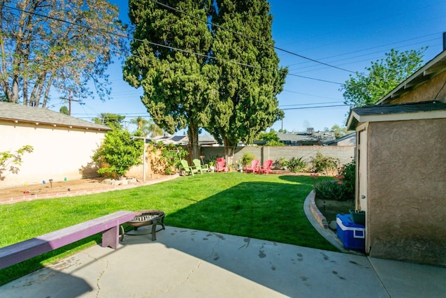 view of yard with a fenced backyard and a patio area