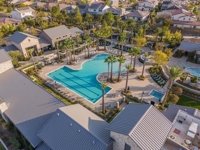 drone / aerial view with a residential view