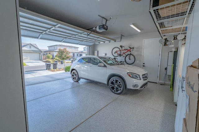 garage with a garage door opener