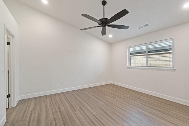 1125 N Purdue Ave, Clovis, CA 93611 - empty room with light wood-type flooring, baseboards, ceiling fan, and recessed lighting