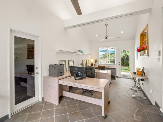 6043 N Forkner Ave, Fresno, CA 93711 - office space featuring a ceiling fan, tile patterned flooring, and recessed lighting